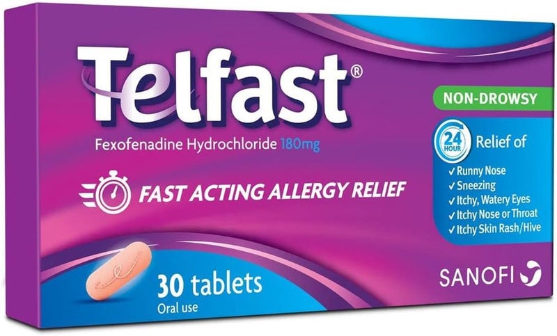 Telfast 180mg Fast Relief for Skin Allergy - 30 Tablets